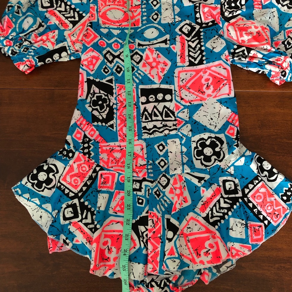 Colorful Geometric Pattern Figure Skating Dress - Picture 3 of 6